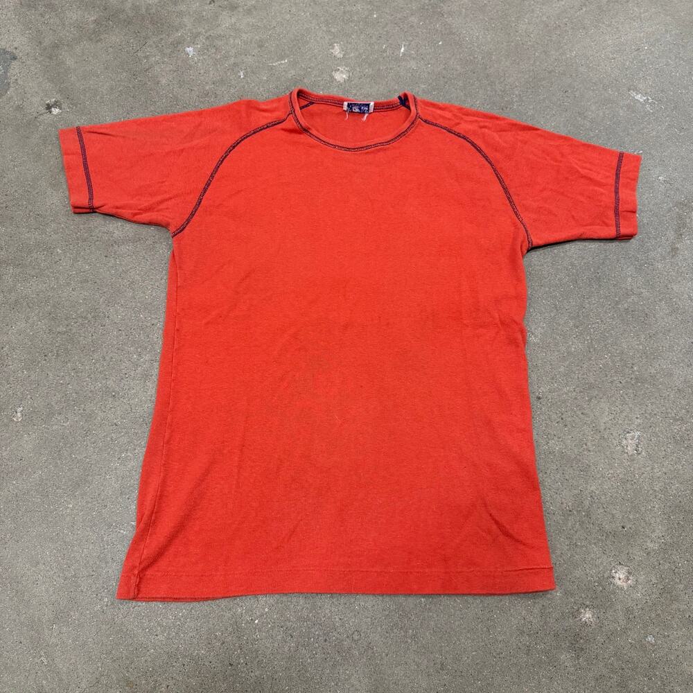 Vintage 80s Rels Ribbed Orange Blank T Shirt USA Mens Large